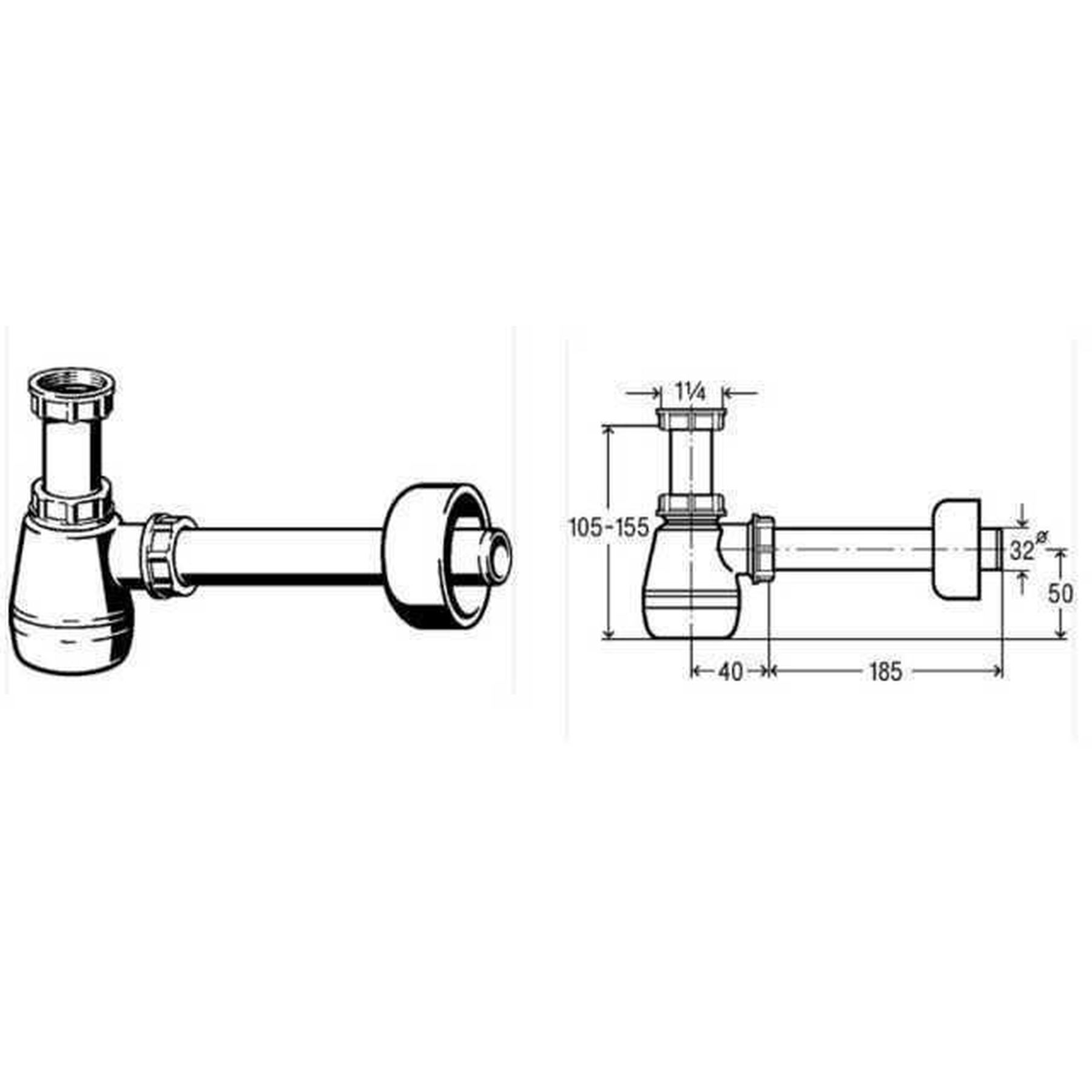 Сифон для біде VIEGA 1 1/4″х1 1/4″ пластик бутил. б/г 120337 - Image 3