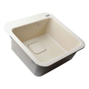 Гранітна мийка Globus Lux BARBORA слонова кiстка 510х510мм - Image 3
