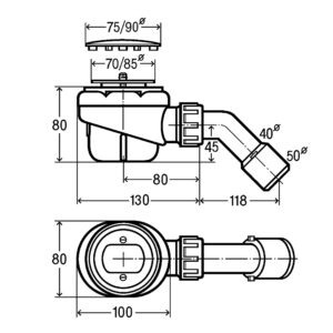 Сифон для душ кабiни Domoplex VIEGA Ø70 з метал. решіткою 364755 - Image 3