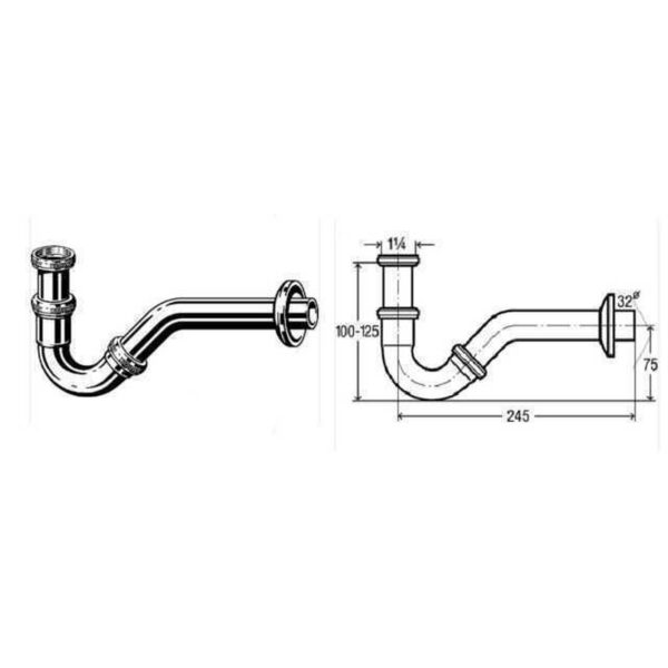 Сифон для бІде VIEGA 1 1/4″х1 1/4″ хром трубний 103781