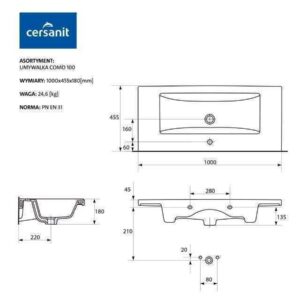 Умивальник меблевий Cersanit COMO 100 в коробці - Image 3