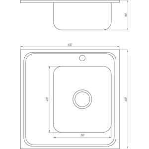 Мийка кухонна накладна прямокутна 600х600х180 Decor Right MR 6060 R D Mira - Image 3