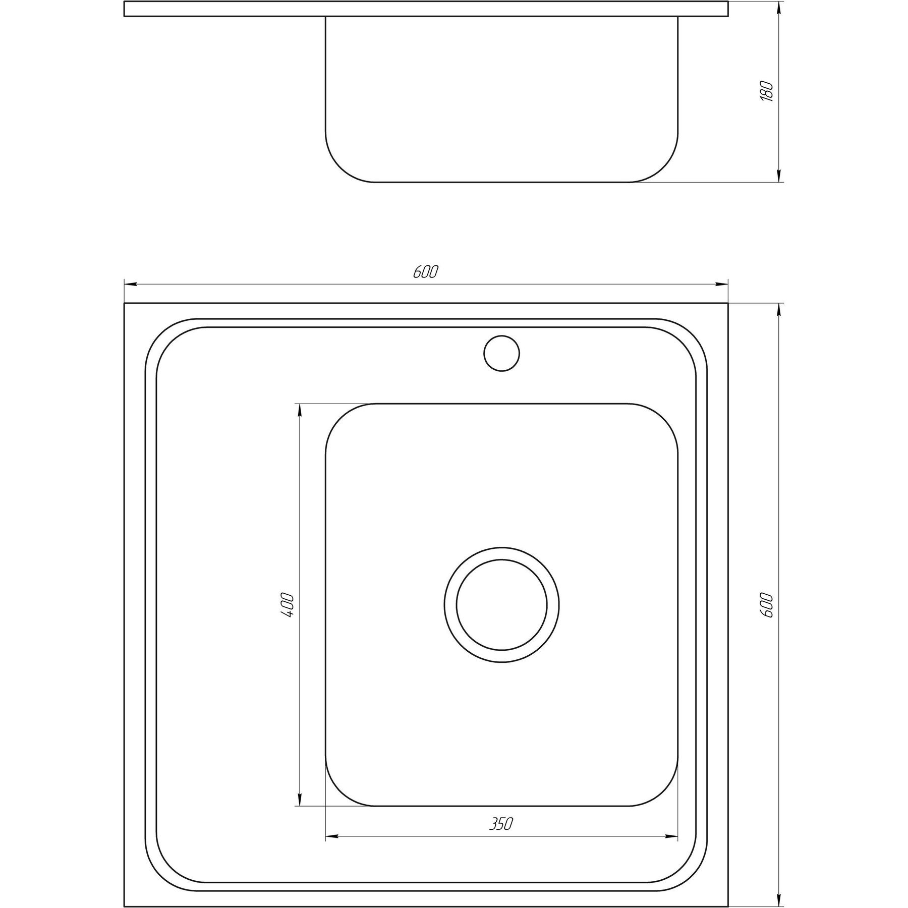 Мийка кухонна накладна прямокутна 600х600х180 Decor Right MR 6060 R D Mira - Image 3