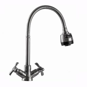 Змішувач для кухні DOMINO DK-H1-2N-103MA Chrom хрест кераміка,с гофровиливом - Image 3