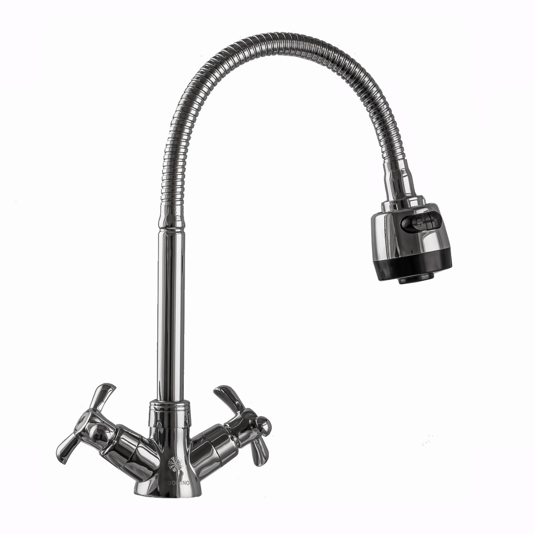Змішувач для кухні DOMINO DK-H1-2N-103MA Chrom хрест кераміка,с гофровиливом - Image 3