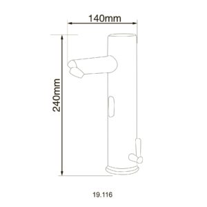 Змішувач сенсорний для умивальника HOTEC 19.116-DC/AC (220V/6V) з трансформатором,латунний Hot/Cold - Image 3