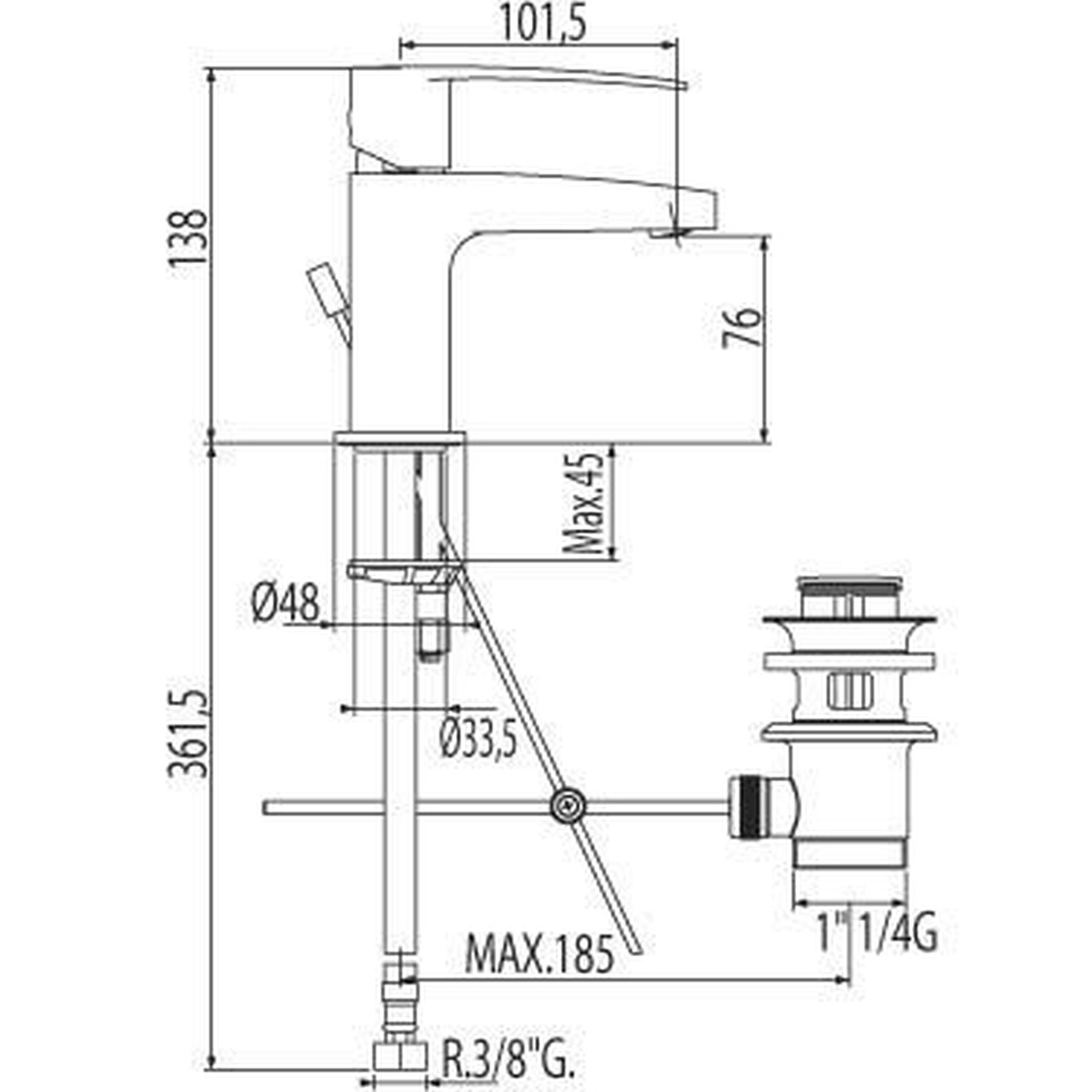 Змішувач для умивальника TRES FLAT-TRES 20410301- висота H-138 мм - Image 4