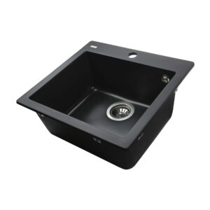 Гранітна мийка Globus Lux AOSTA чорний 490x455мм-А0002 - Image 4