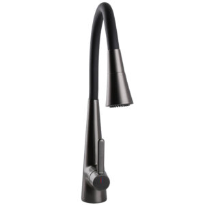 Змішувач для кухні Globus Lux LAZER Pro GLPR-203SM-GPлатунь Графіт,гофровилив Чорний з душ.насадкою - Image 4