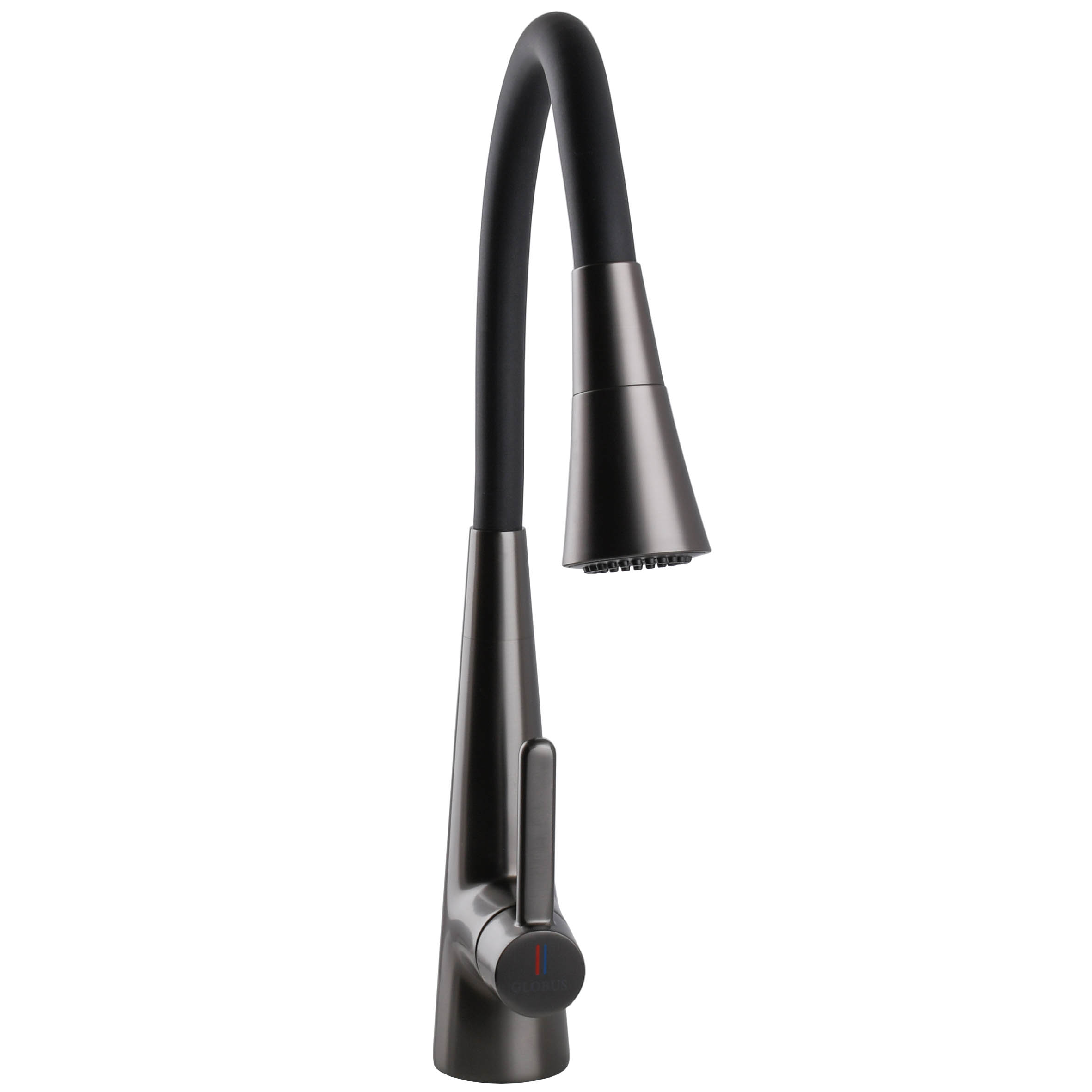 Змішувач для кухні Globus Lux LAZER Pro GLPR-203SM-GPлатунь Графіт,гофровилив Чорний з душ.насадкою - Image 4