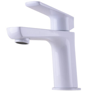Змішувач для умивальника TOPAZ LEXI TL 21201-H57-W на гайці, Білий глянець ,шланги TAQ-M1055,D25 - Image 4