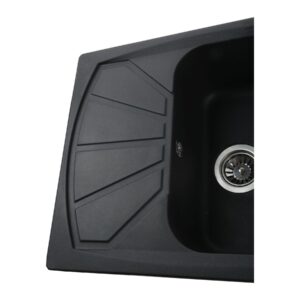 Гранітна мийка Globus Lux TANA чорний металік 610х500мм-А0001 - Image 4
