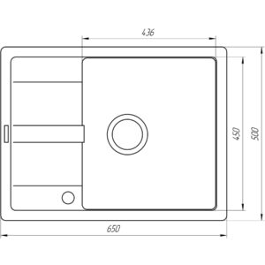 Гранітна мийка Globus Lux ONE чорний 650х500мм-А0002 - Image 4