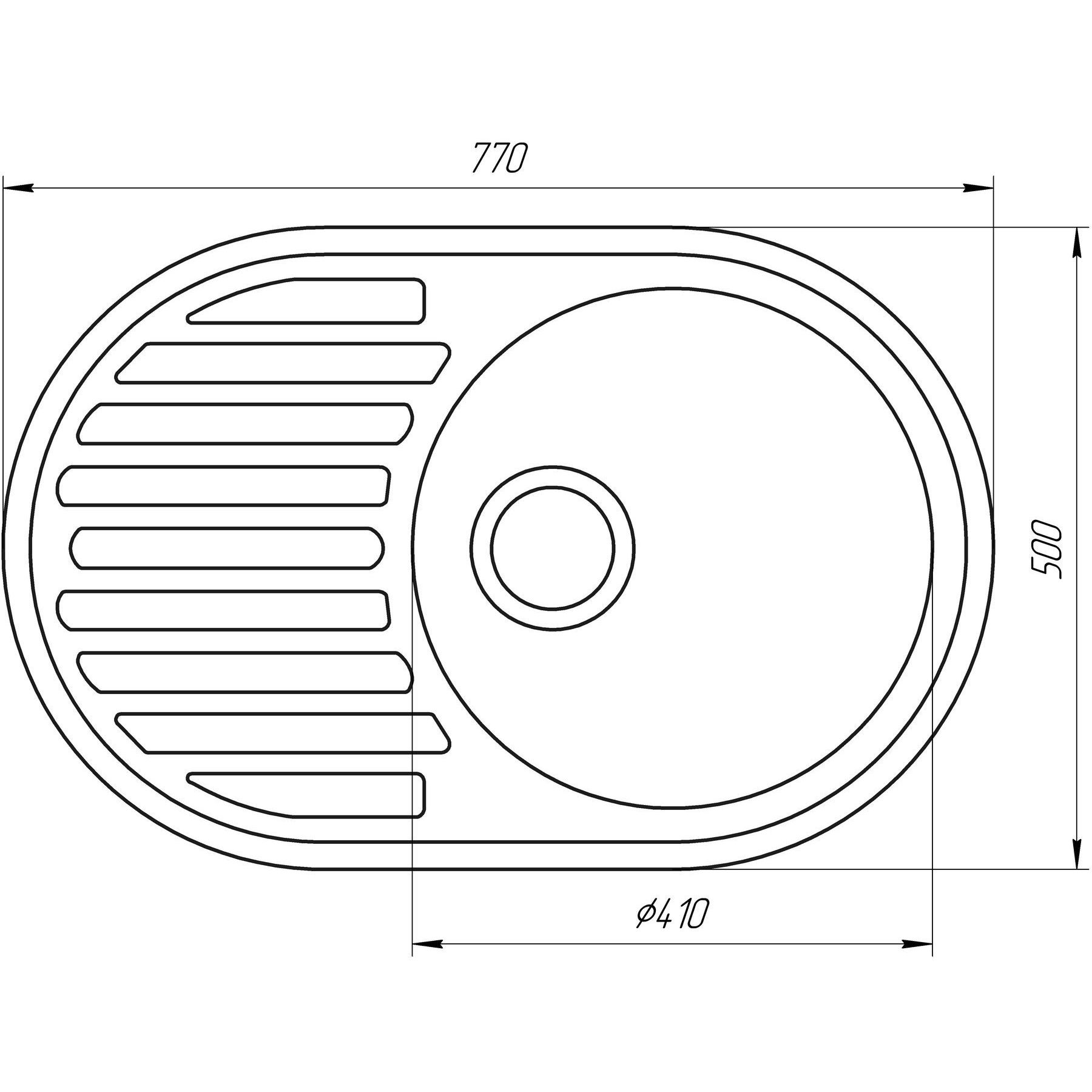 Гранітна мийка Globus Lux OHARA чорний металік 770х500мм-А0001 - Image 4