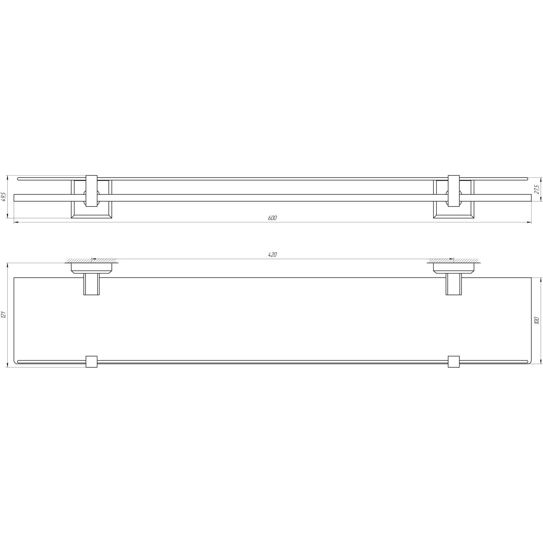 Полиця TOPAZ TKB 9927 скло с бортиком - Image 4