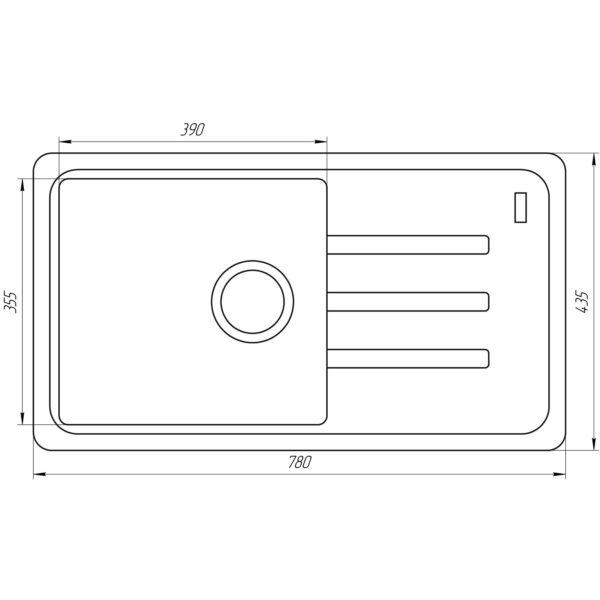 Гранітна мийка Globus Lux LUGANO графіт 780x435мм-А0001