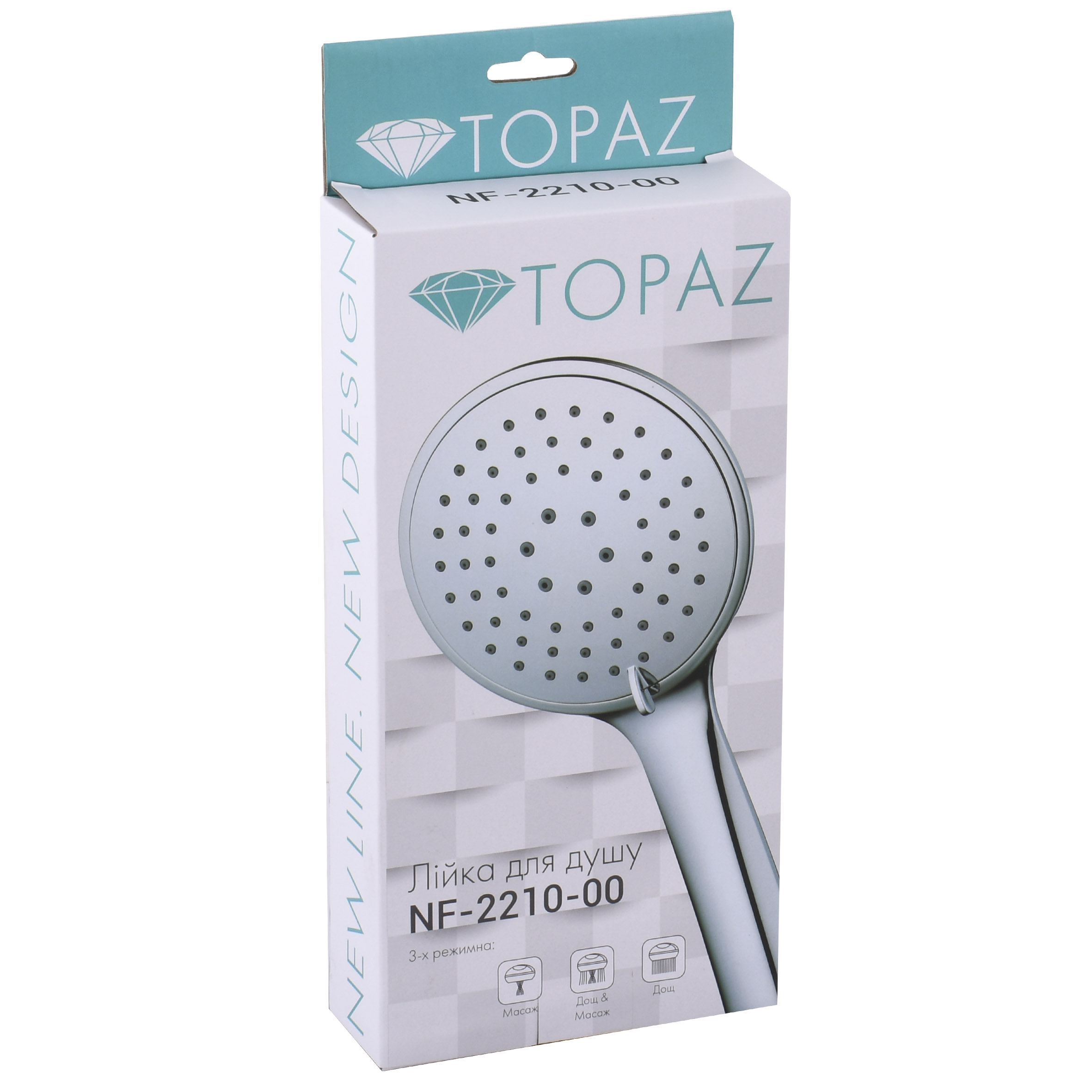 Душова лійка Topaz NF-2210-00 хром, пласт. 3-позиційна - Image 5