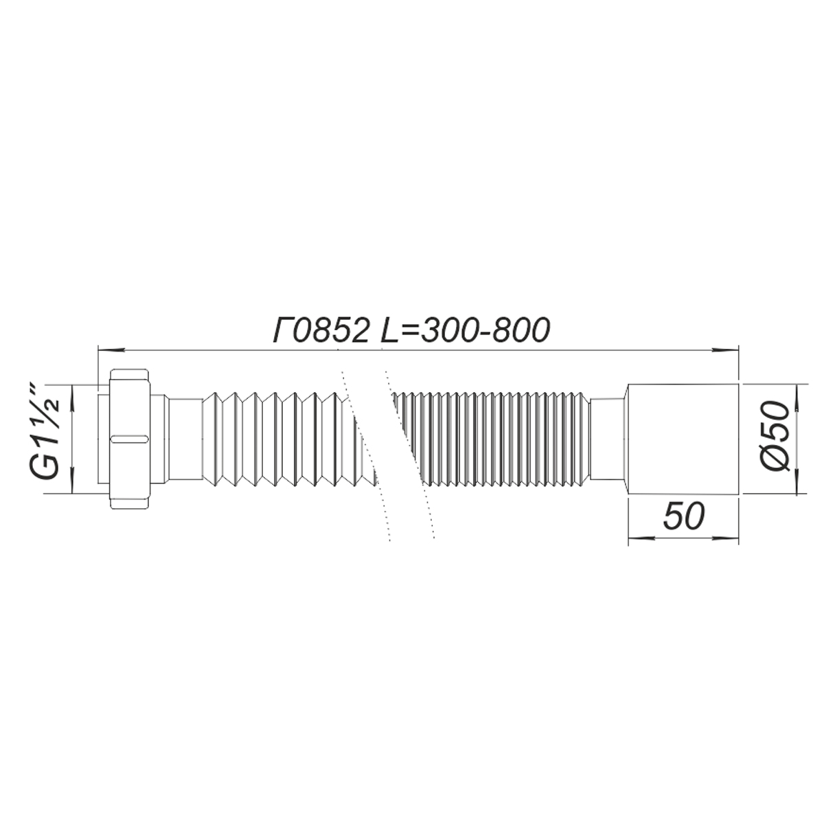 Трубка пластикова гофрована  Г0852 40х50 L=800 мм гайка пластик SOLOPLAST - Image 5