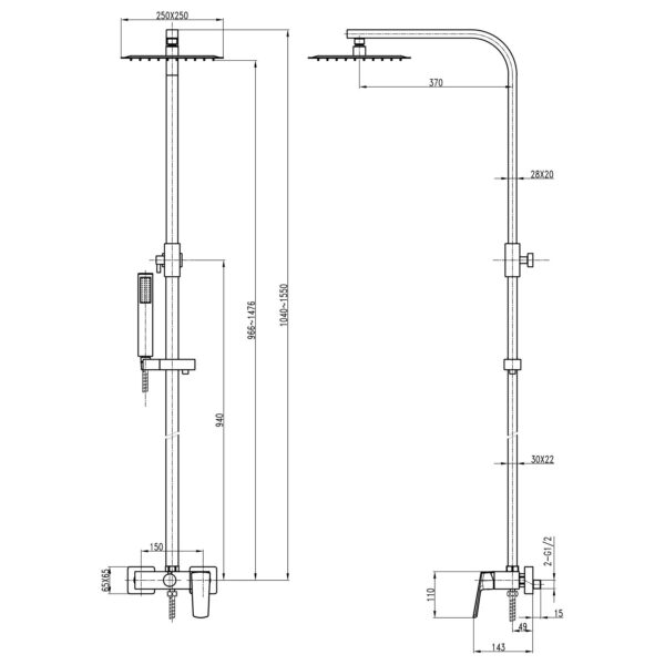 Душова система TOPAZ ODISS TO 18802-H66-BL