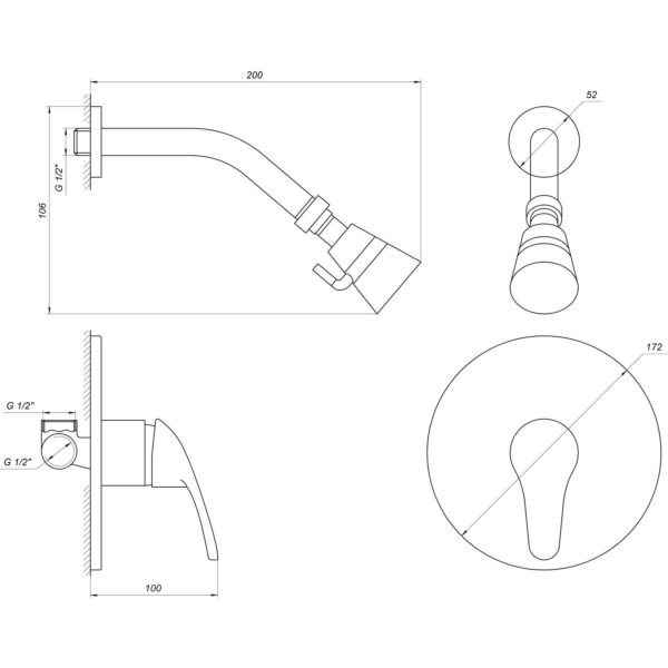 Змішувач для душу Globus Lux SOLLY GLSO-0105S