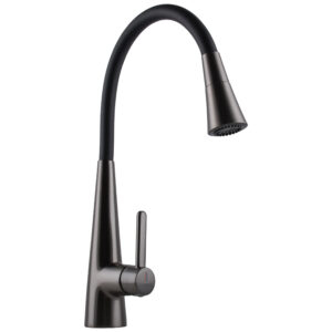 Змішувач для кухні Globus Lux LAZER Pro GLPR-203SM-GPлатунь Графіт,гофровилив Чорний з душ.насадкою - Image 5