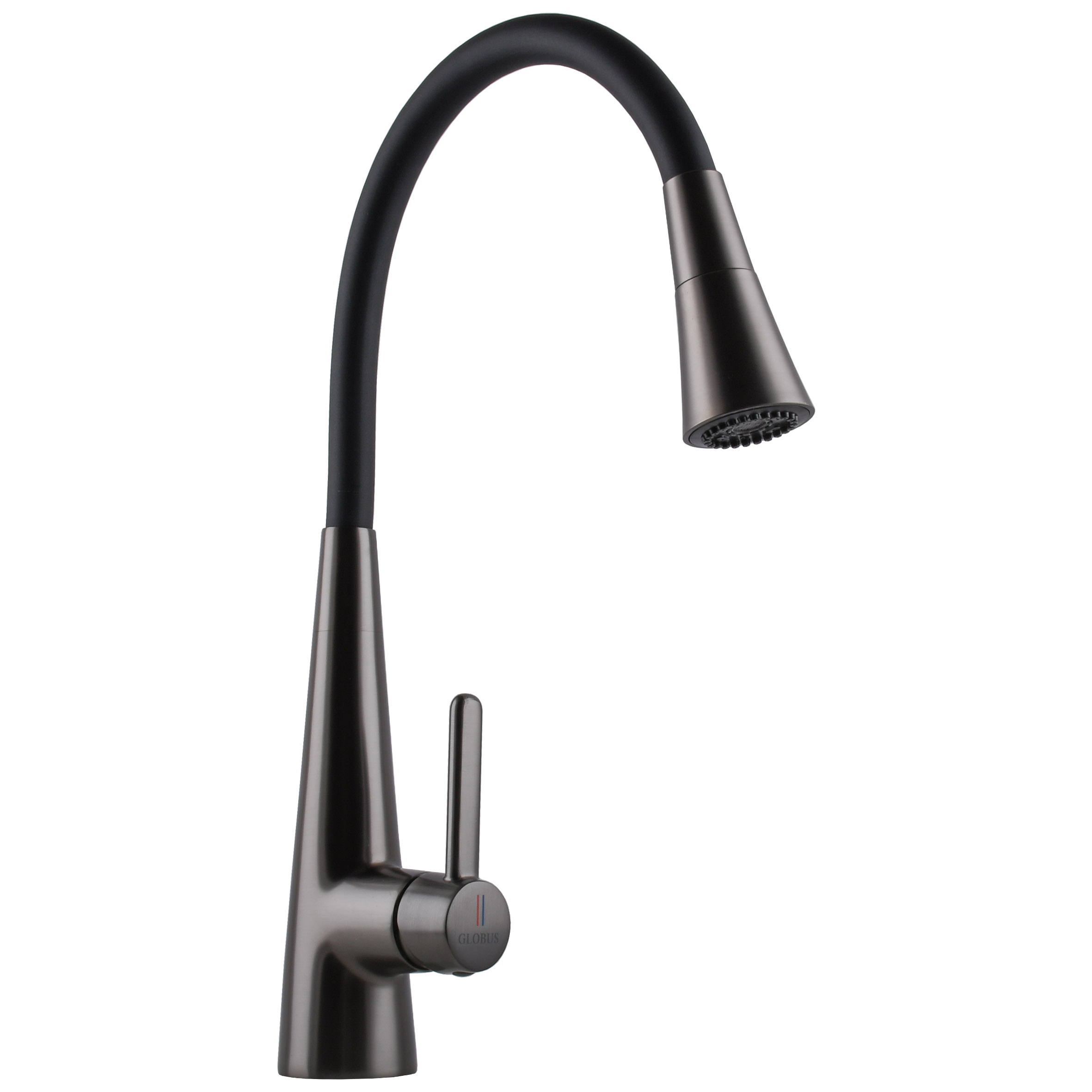 Змішувач для кухні Globus Lux LAZER Pro GLPR-203SM-GPлатунь Графіт,гофровилив Чорний з душ.насадкою - Image 5