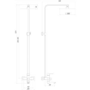 Душова система Globus Lux DS0026-Milano (Лійка Тропік300*300мм НЕРЖ) з виливом латунь Штанга 115см - Image 5