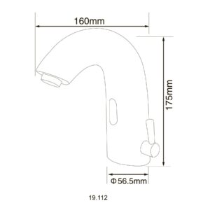 Змішувач сенсорний для умивальника HOTEC 19.112-DC/AC (220V/6V) з трансформатором,латунний Hot/Cold - Image 5