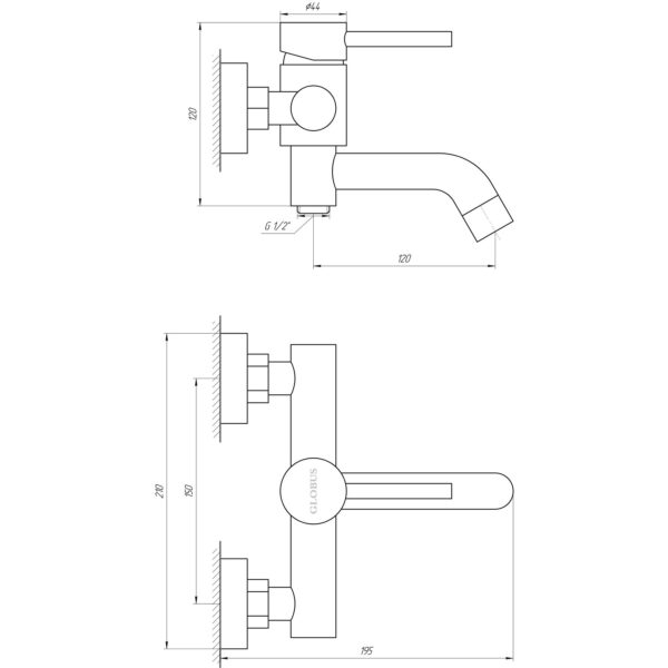 Змішувач для ванни Globus Lux ALPEN SBT1-102L