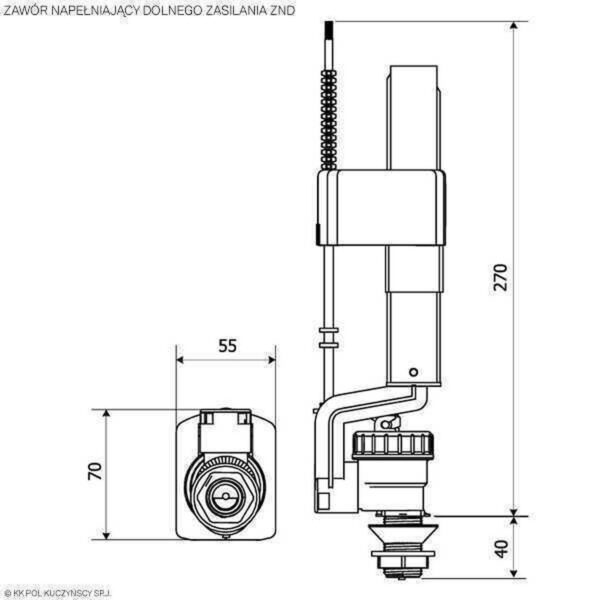 Клапан заповнення K.K.POL 350/ZND/112-00-T0, 3/8″ ABS, нижн. пластик