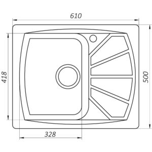 Гранітна мийка Globus Lux TANA чорний 610х500мм-А0002 - Image 5