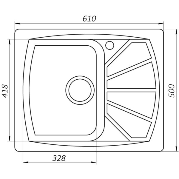 Гранітна мийка Globus Lux TANA чорний 610х500мм-А0002