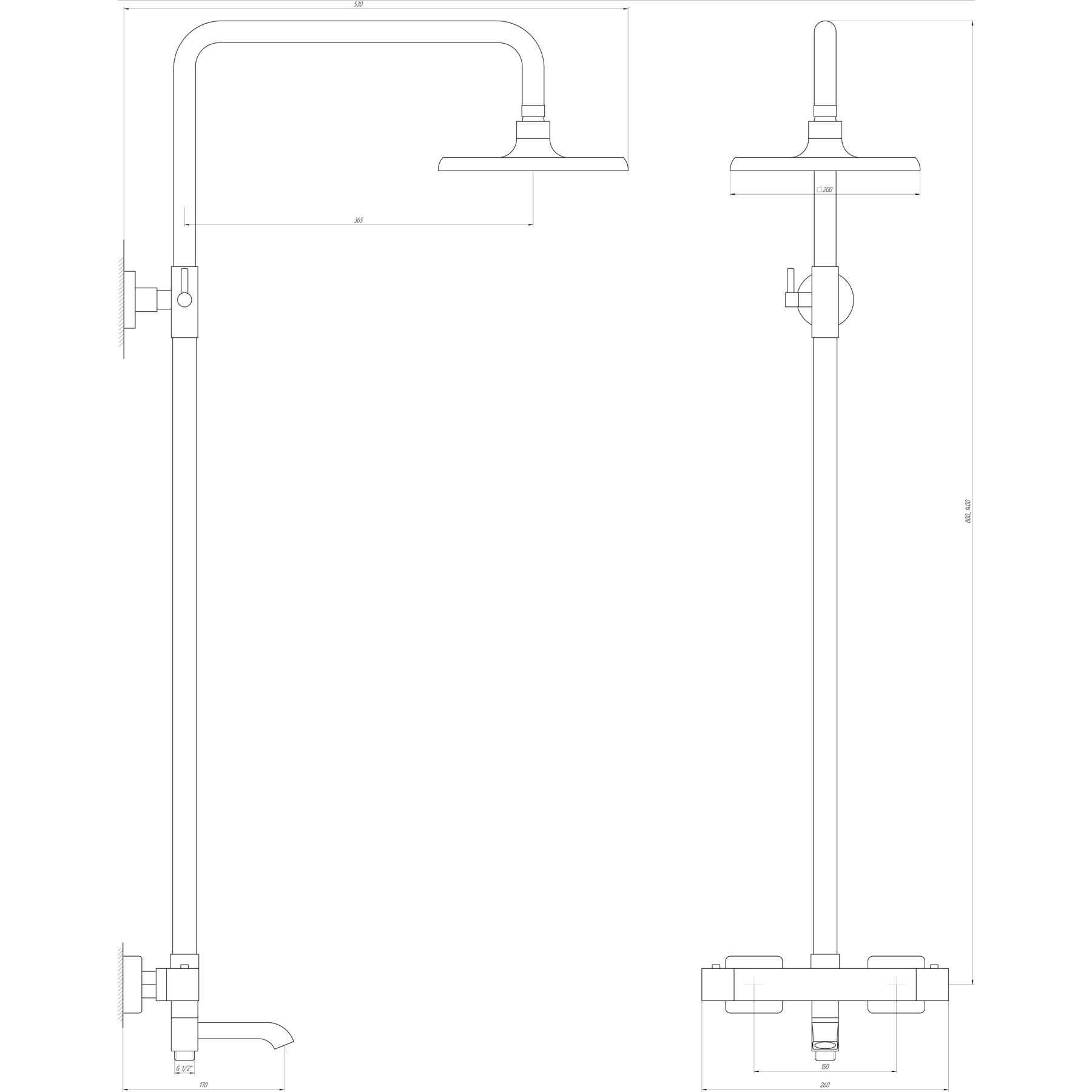 Душова система Globus Lux Termostatic R GLA-0041T-BB - Image 5