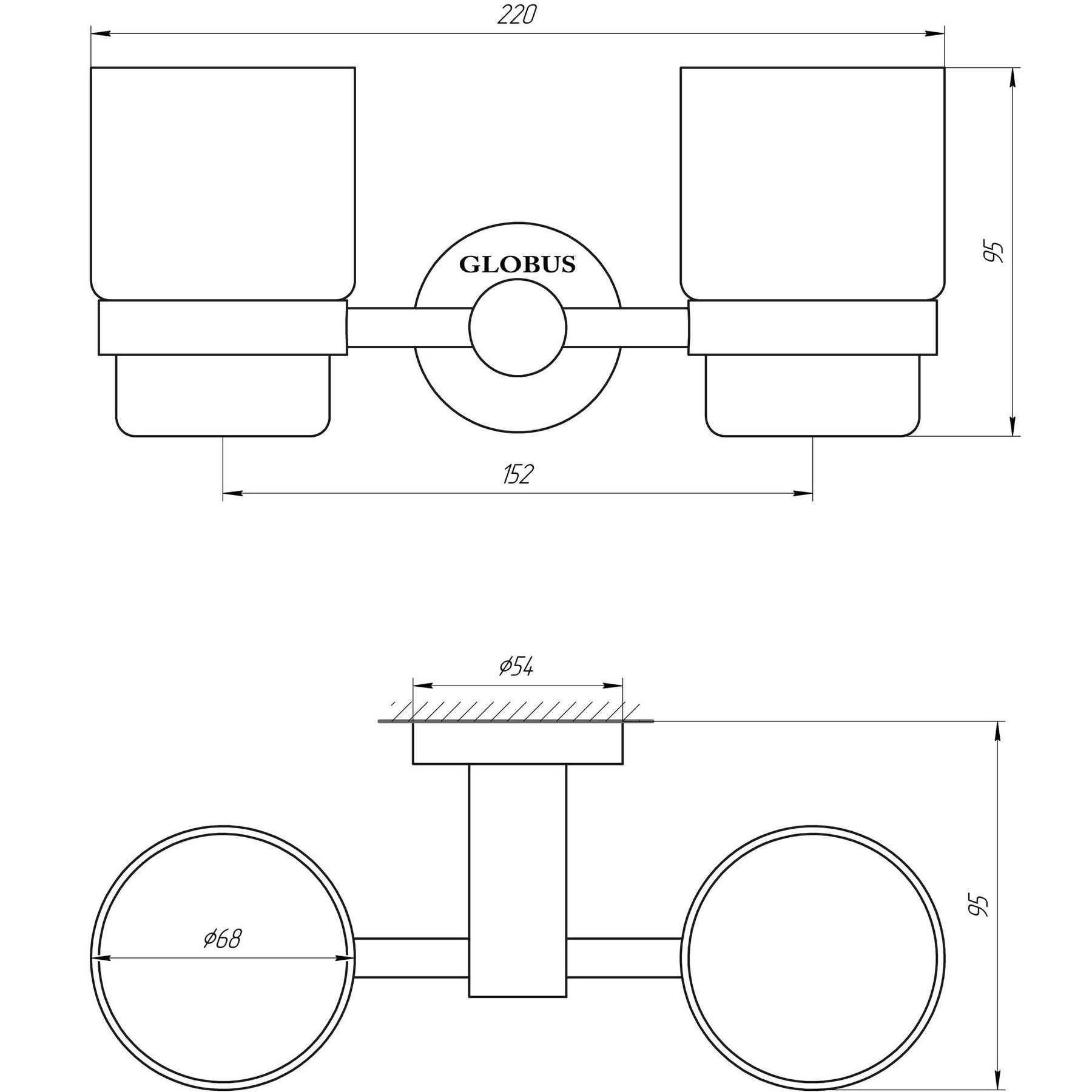 Стакан подвійний Globus Lux BS8428 чорний матовий SUS304 - Image 5