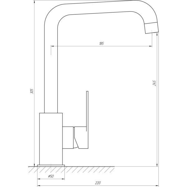 Змішувач для кухні TOPAZ BARTS TB 07423-H36-BL