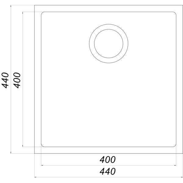 Гранітна мийка Globus Lux AMMER пiдстiльна, чорний металік  440 х 440 мм - А0001