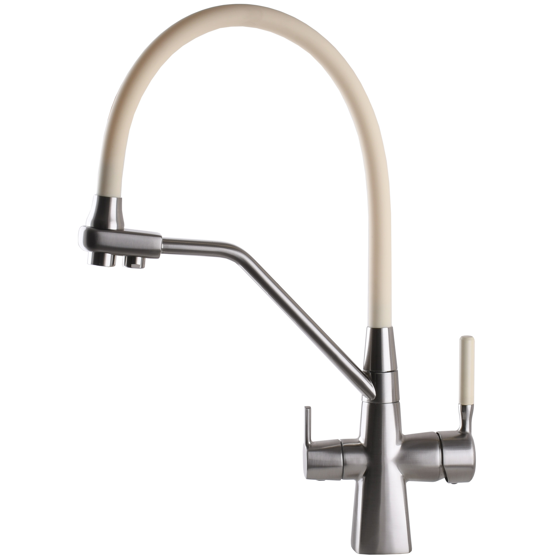 Змішувач для кухні під осмос Globus Lux GLLR-0700-L-08-06 гофрований  на гайці латунь, Сталь-Бежевий - Image 5