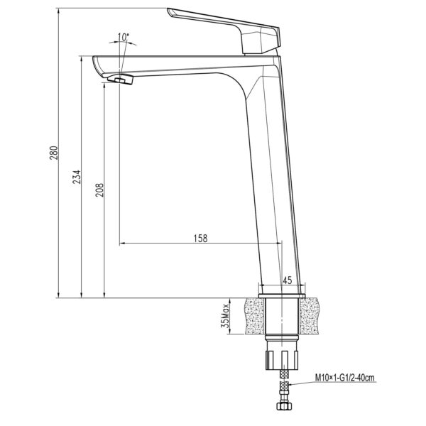 Змішувач для умивальника TOPAZ LEXI  TL 21203-H57, Шланги TAQ-M1055