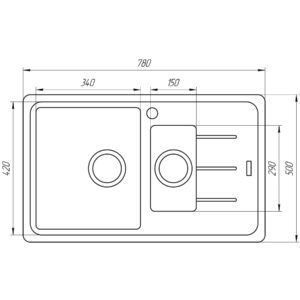 Гранітна мийка Globus Lux IZEO мигдаль780x500мм-А0008 - Image 6