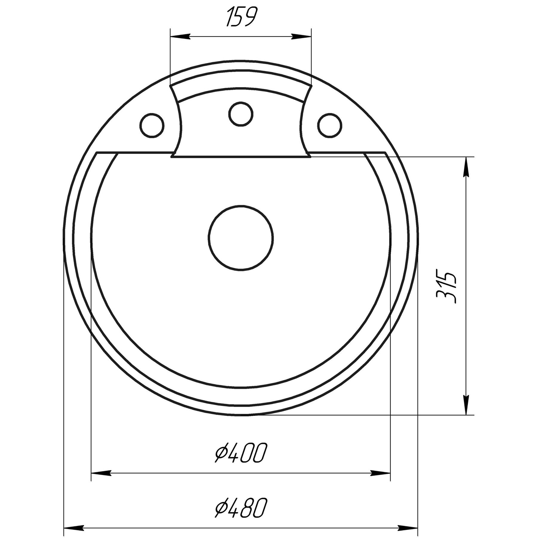 Гранітна мийка Globus Lux  GURON чорний металік 480мм-А0001 - Image 6