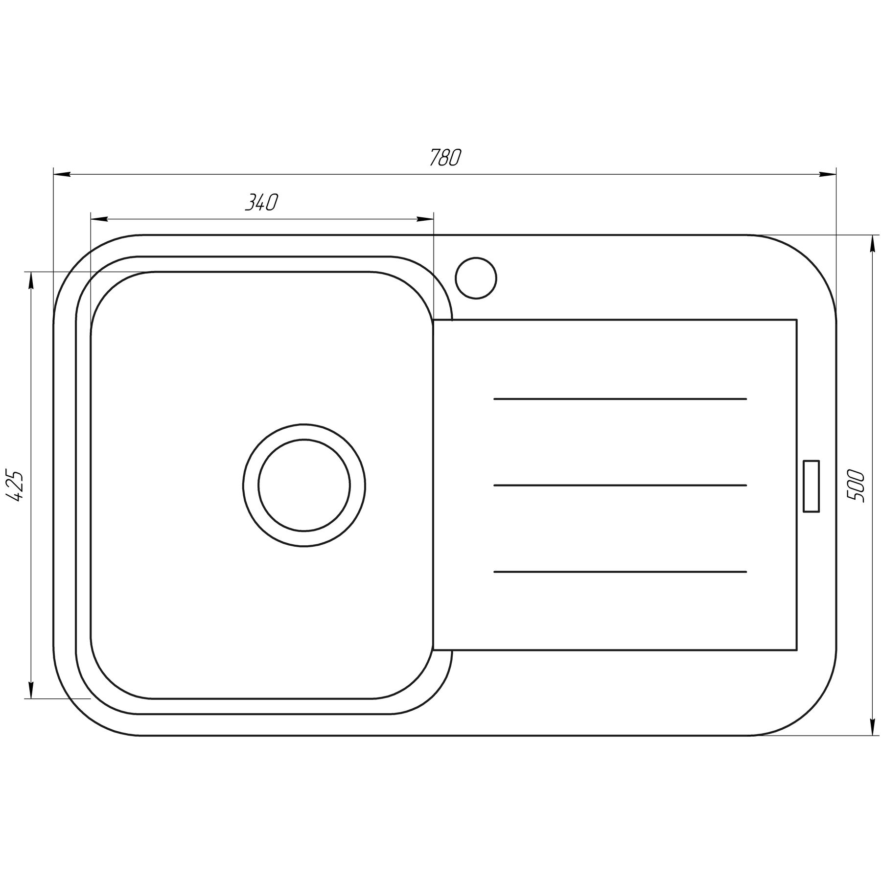 Гранітна мийка Globus Lux OBER перлина 780х500мм - Image 6