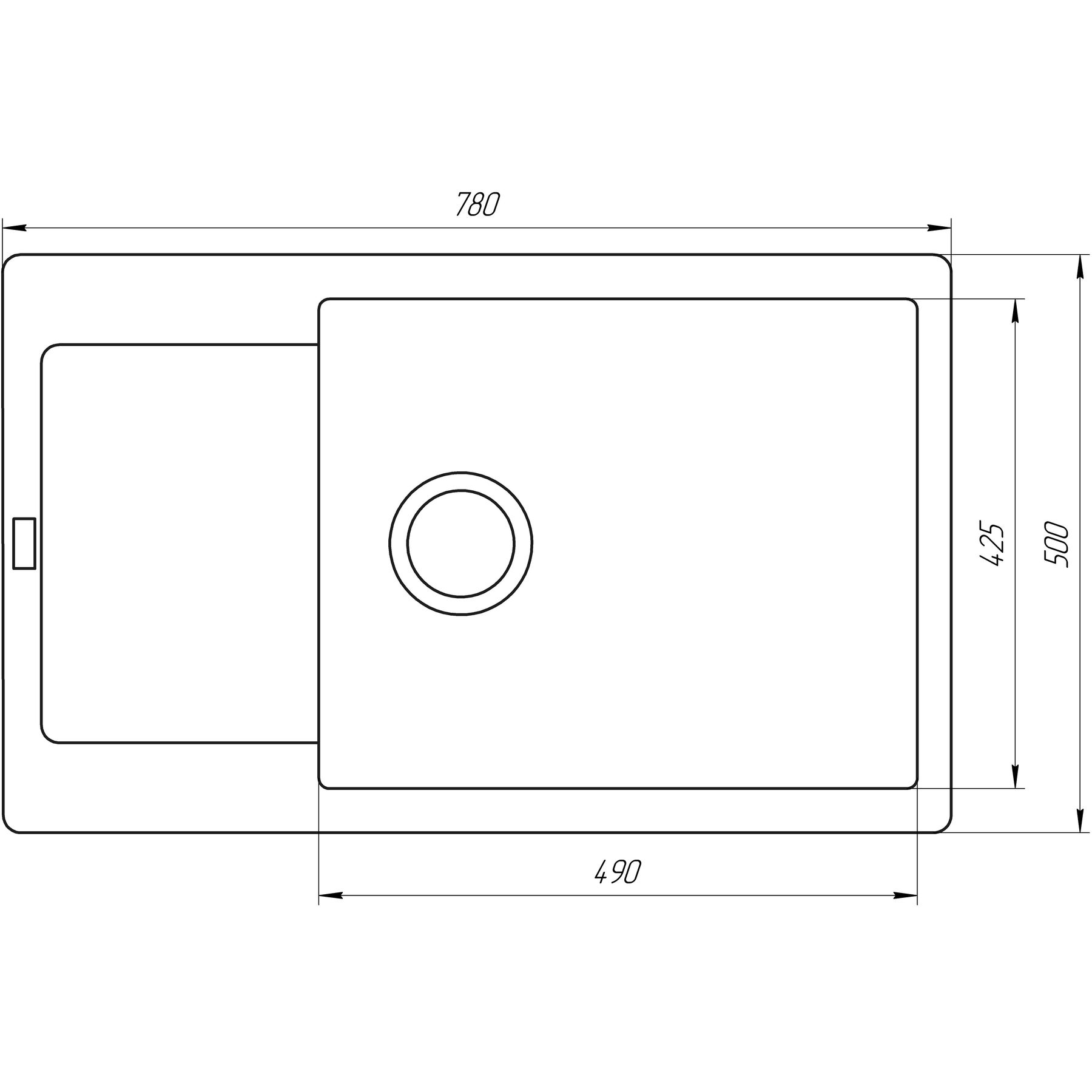 Гранітна мийка Globus Lux MALABI мокко 780x500мм - Image 6