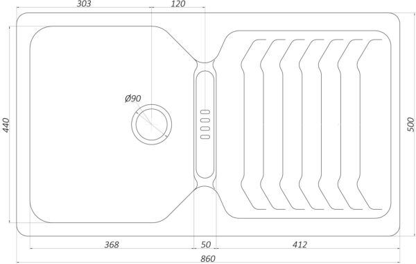 Гранітна мийка Globus Lux BOREN коричневий 860x500мм-А0006
