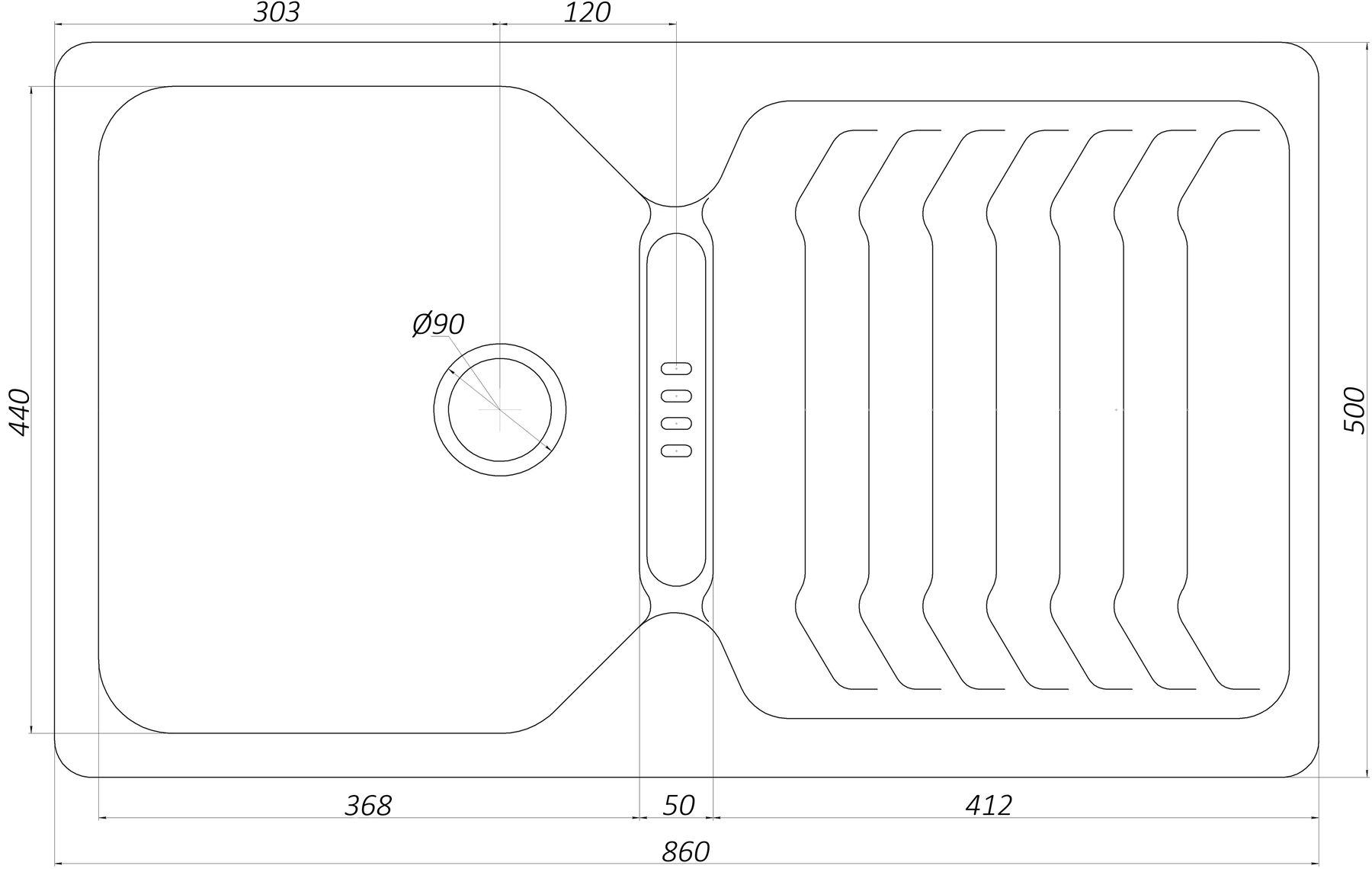 Гранітна мийка Globus Lux BOREN коричневий 860x500мм-А0006 - Image 6