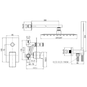 Душова система вбудована TOPAZ ODISS TO-18205-H66 - Image 6
