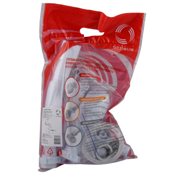 Сифон OPTIMUM 31/2″*40 для мийки з відведенням для прал маш, з прямокутним гнучким переливом та гнучкою трубою 40х40/50 OPTI  27343