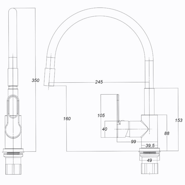Змішувач для кухні Globus Lux Dolly GLD-0203LR-BL