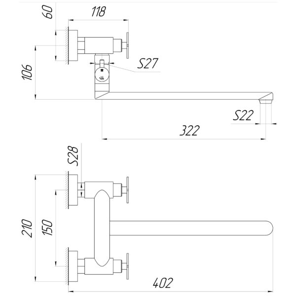 Змішувач для ванни Globus Lux DUKAT-8 SD8-108