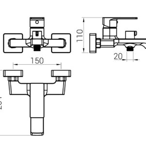 Змішувач для ванни DOMINO Dionis DDD-102NE  европеремикач - Image 7