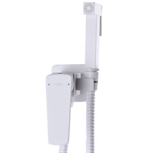 Змішувач гігієнічний TOPAZ LEXI TL 21106-H57-W моноблок вбудований, стоп-лійка латунь Білий глянець - Image 7